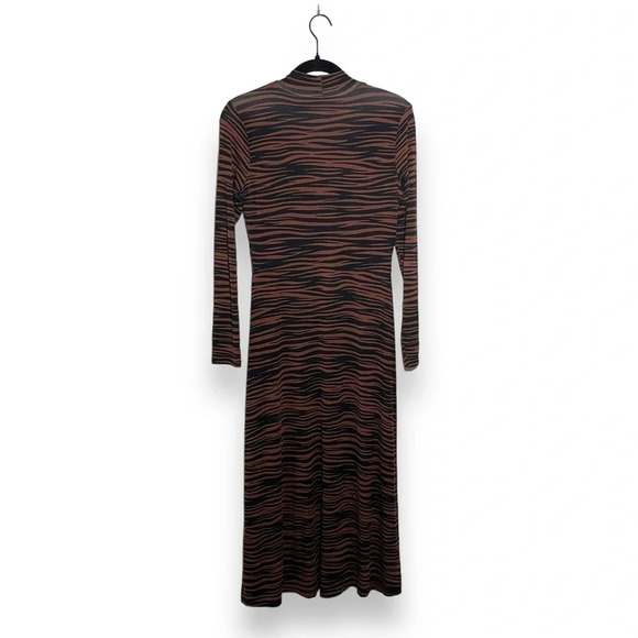 Skies Are Blue Animal Print Long Sleeve Mock Neck Dress in Brown/Black Size XS - Picture 12 of 12